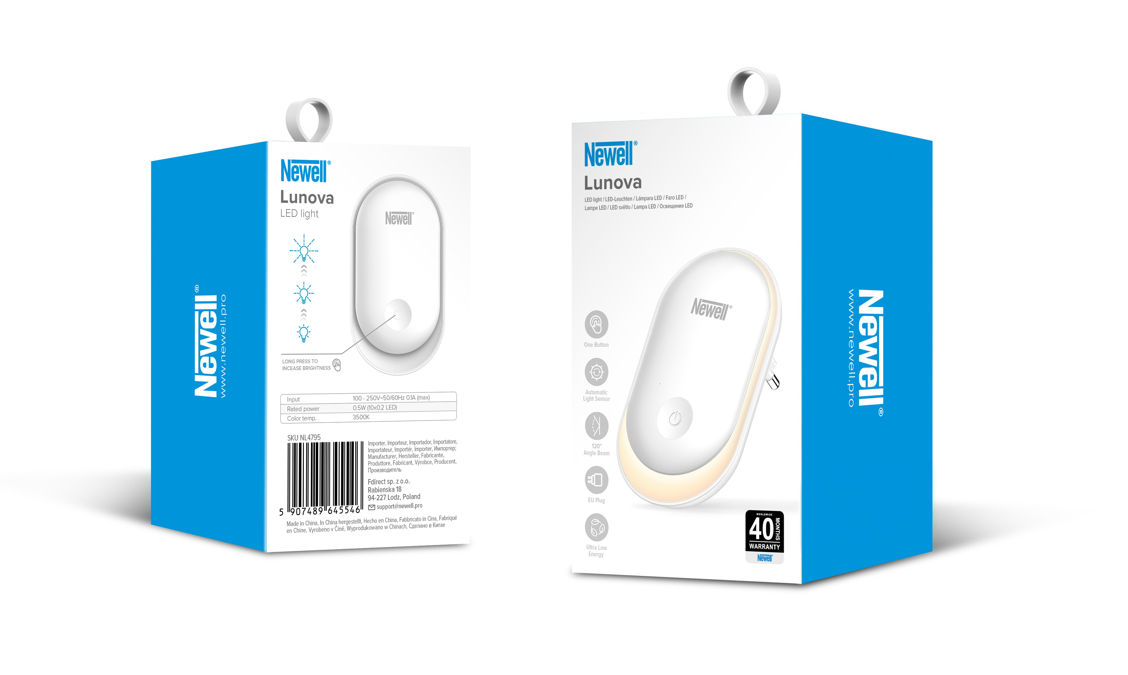 Lampka nocna z czujnikiem zmierzchu Newell Lunova